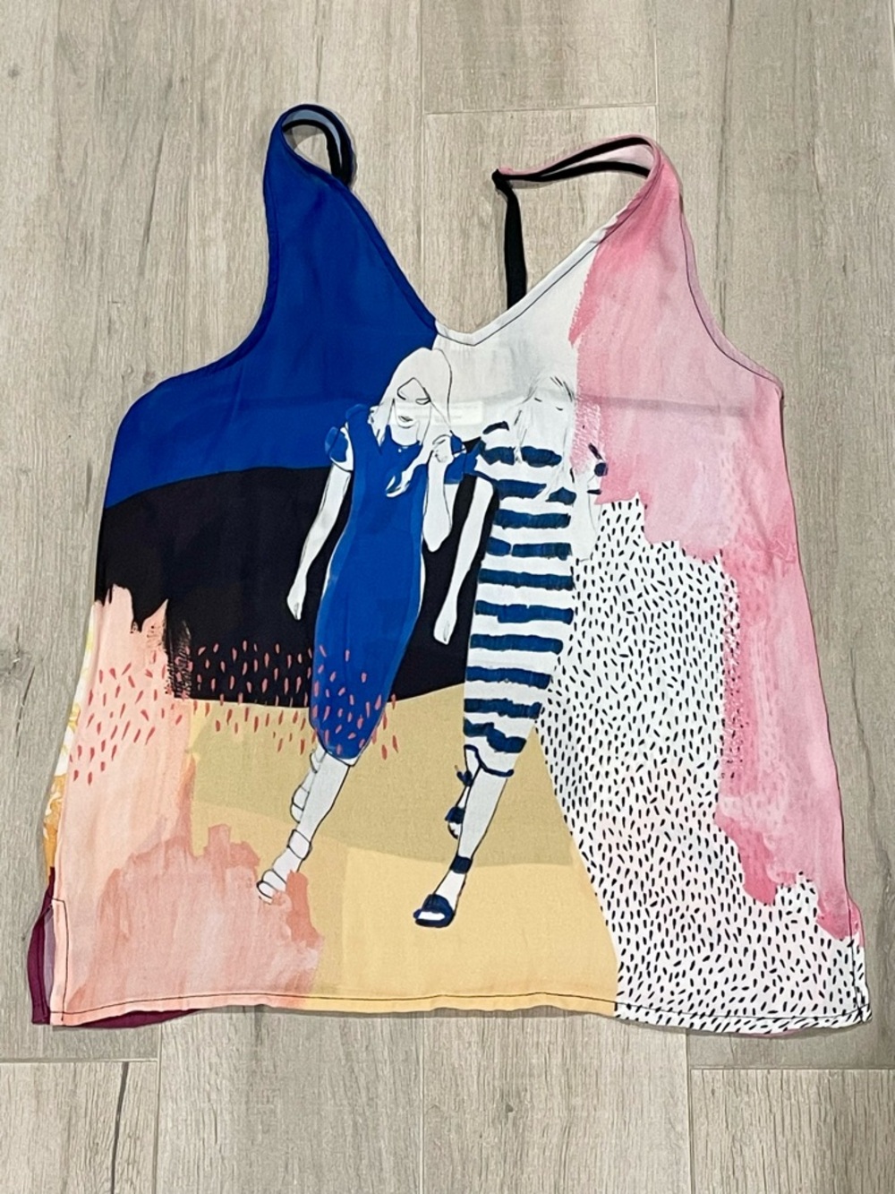 ZARA Abstract Print Tank Cami Graphic Top Size S NWOT
